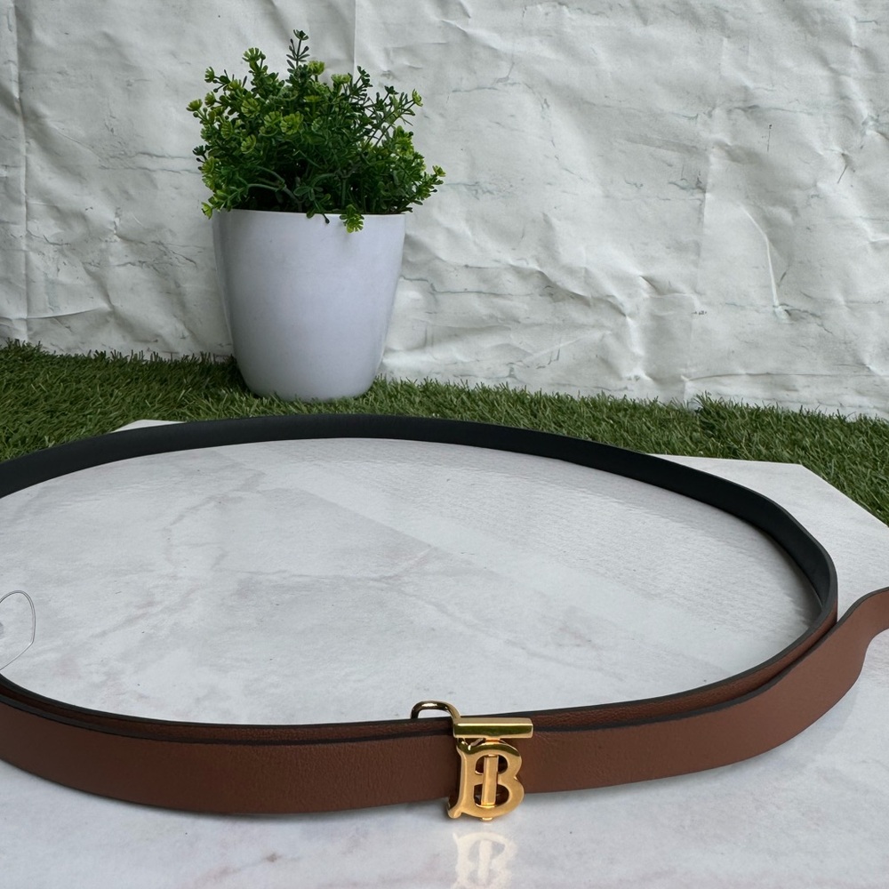 Burberry TB Reversible Leather
Belt Brown/ Black with Gold Burberry Logo Accent - Picture 4 of 16
